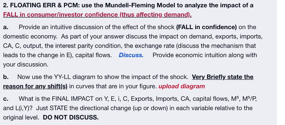  2. FLOATING ERR \& PCM: use the Mundell-Fleming Model to analyze