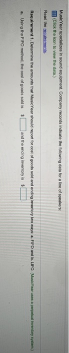 sold and ending inventory two ways: (MusicYear uses a perpetual inventory system.)