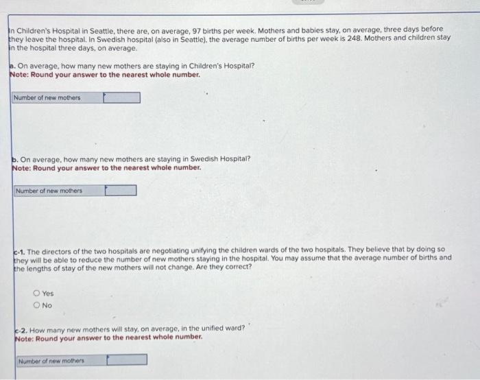 What is the answer to A, B, C1, C2? n Children's Hospital