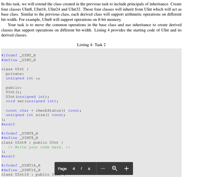 Implement task using concepts of oop in cpp In this task, we