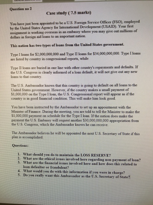  Question no2 Case study (7.5 marks) You have just been appointed