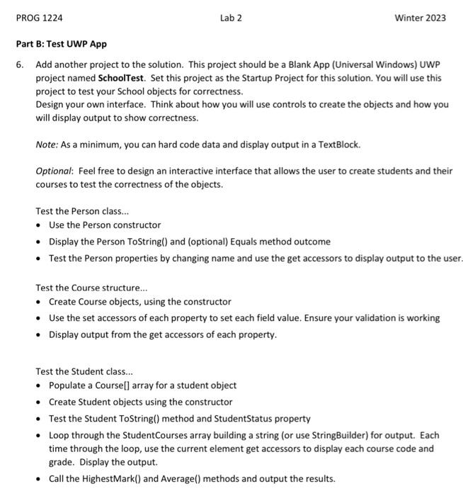 partial system representing a school. In the first part of the lab,