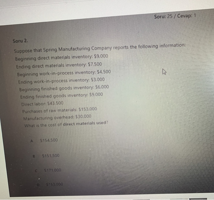  Soru: 25 / Cevap: 1 Soru 2. ET Suppose that Spring