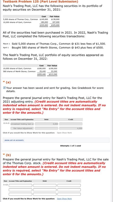 need help with part B Testbank Problem 125 (Part Level Submission) Nash's