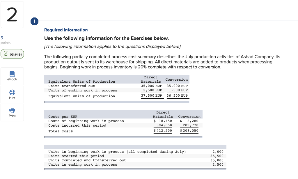 How do I solve this? Required information Use the following information for