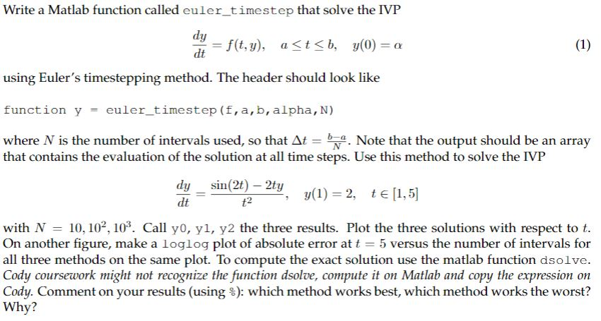 NEED help writing Matlab code plz follow direction and comment Write a