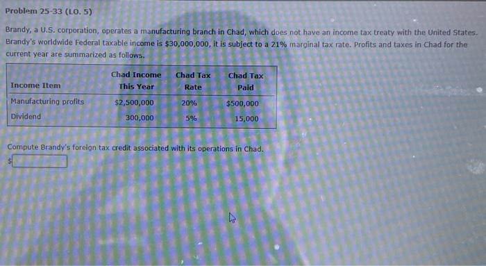 Please answer correctly will upvote Brandy, a U.S. corporation, operates a manufacturing