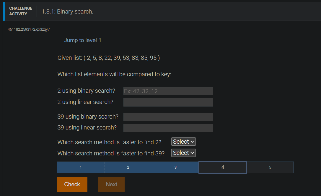 Need Clear Concise Answers! 39 using binary search