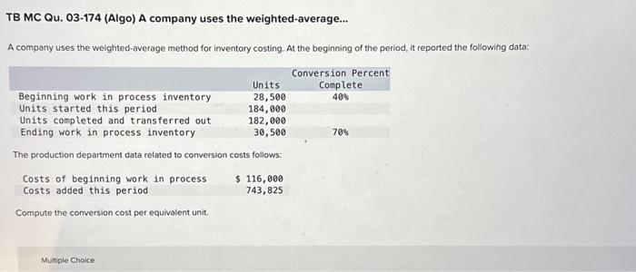 $255 $195. $143 TB MC Qu. 03-124 (Algo) Sparky Corporation uses the