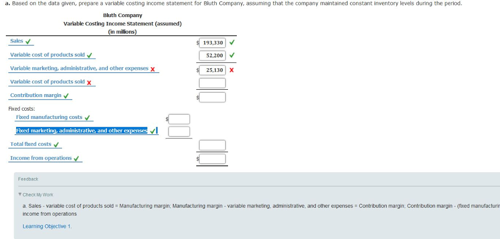recent income statement of Bluth Company (in millions) Sales $193,330 Operating costs