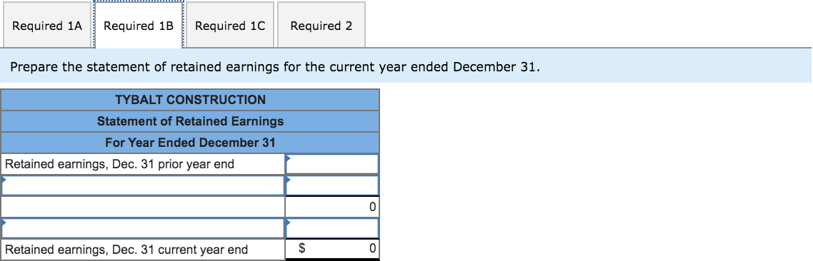 the current year follows. Credit $ 25,000 52,000 TYBALT CONSTRUCTION Adjusted Trial