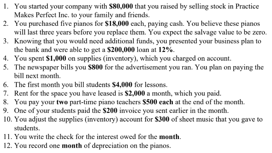 O for each transaction and fill out the statement of cash flows