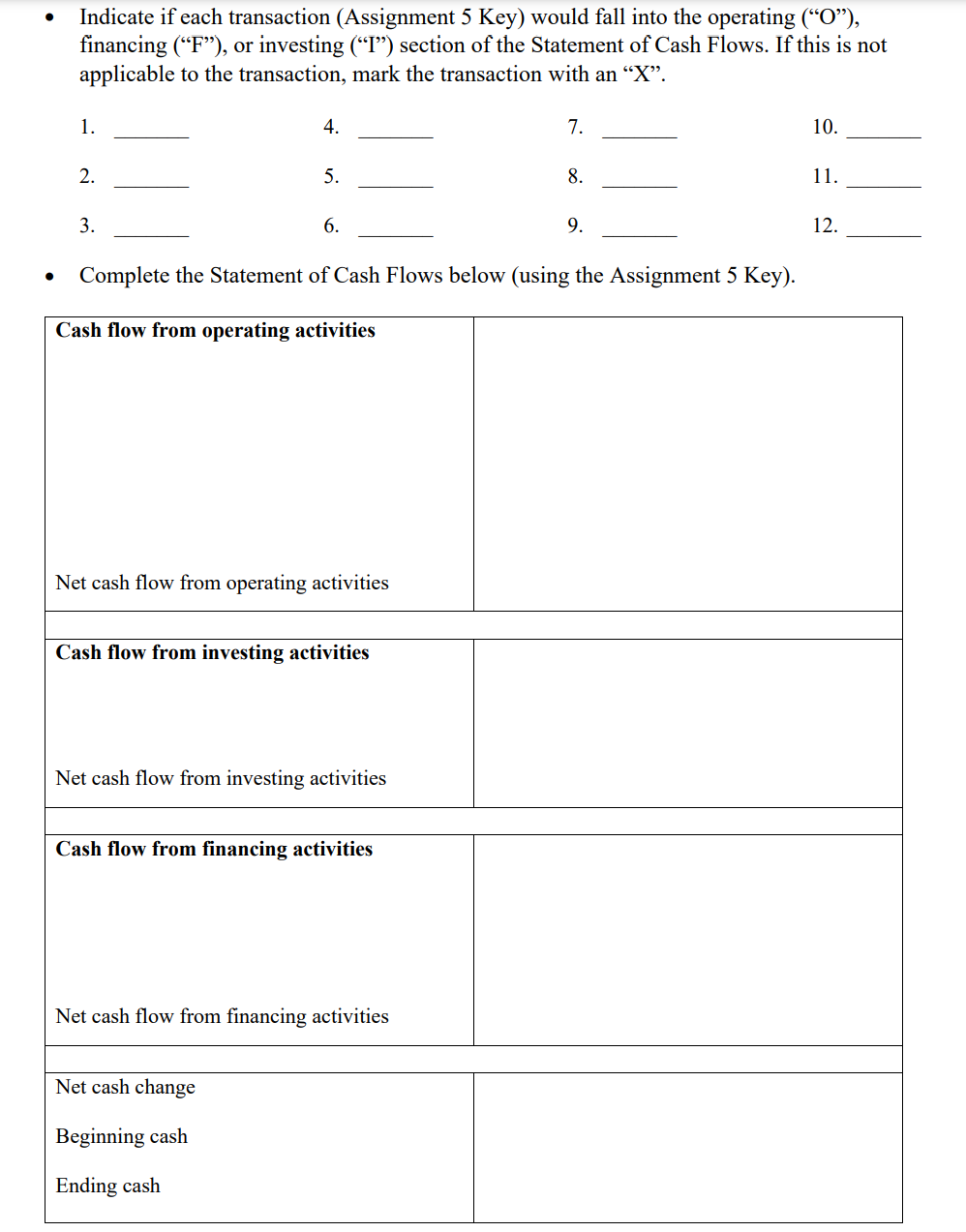 Cash Flows. To create this financial statement, you should use the transaction