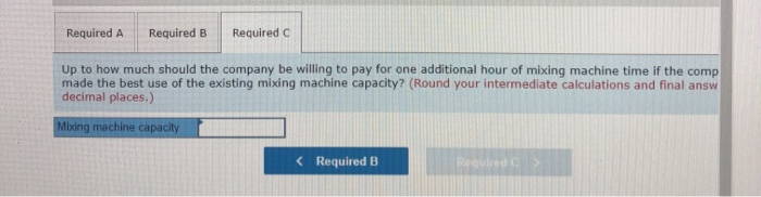 manufacturing overhead Variable selling cost per unit Mixing minutes per unit Monthly