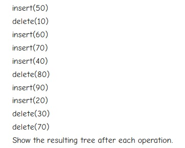 the resulting tree after each operation