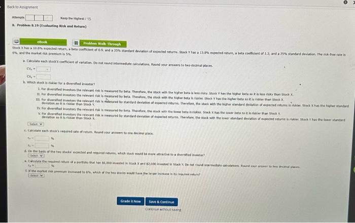 0.9, and a 35% standard deviation of expected returns. Stock Y has