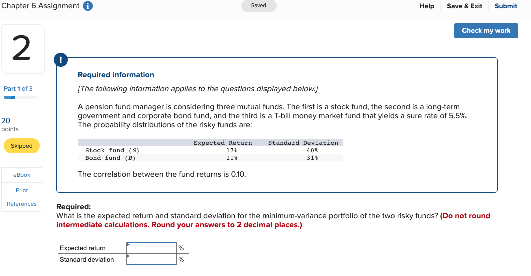  Chapter 6 Assignment i Saved Help Save & Exit Submit Check