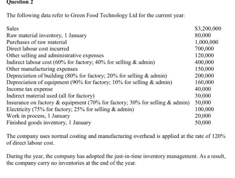 please answer a to d Question 2 The following data refer
