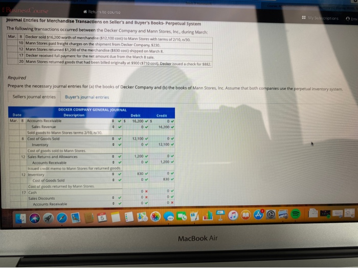  * My Subscriptions Em Business Course # Return to course Journal