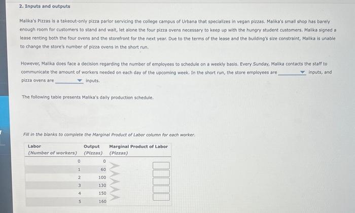  On the following graph, plot Mallika's production function using the green