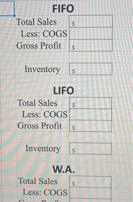 150 units @ \$2,600 \begin{tabular}{|l|l|l|l|} \hline \multicolumn{3}{|c|}{ Cost of Goods Sold }