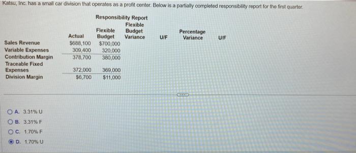  A. 3.31%U B. 3.31%F c. 1.70%F D. 1.70%U A. 3.31%U B.