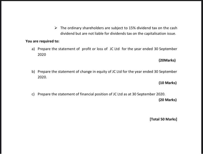 end of 30 September. IC Ltd is a listed company and also