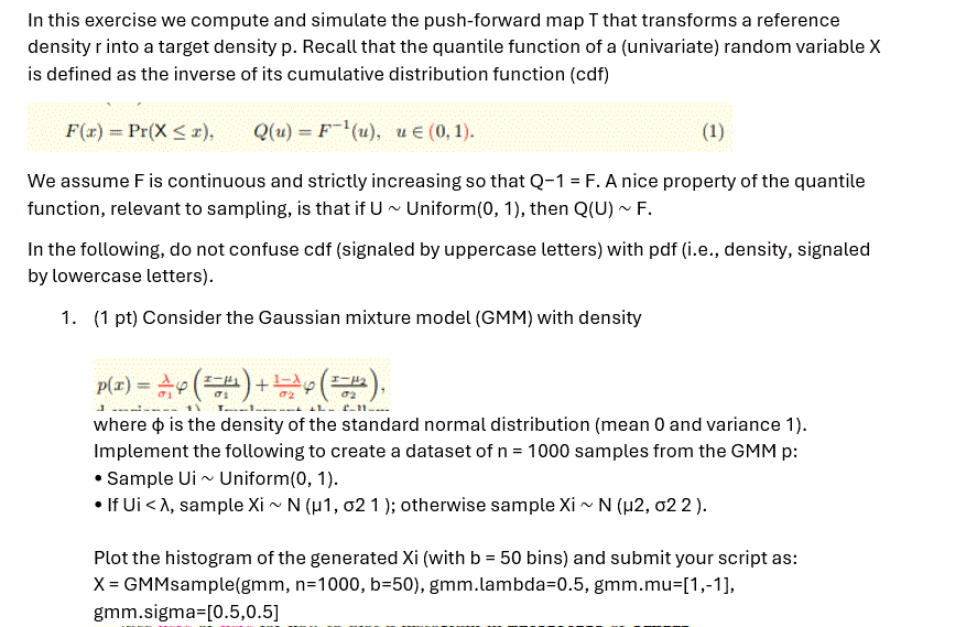  In this exercise we compute and simulate the push-forward map T