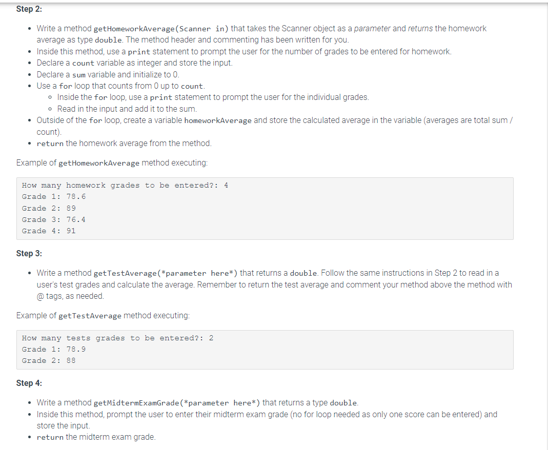while parsing" Please help 5.19 Programming Lab 2: Grade Calculator With Methods