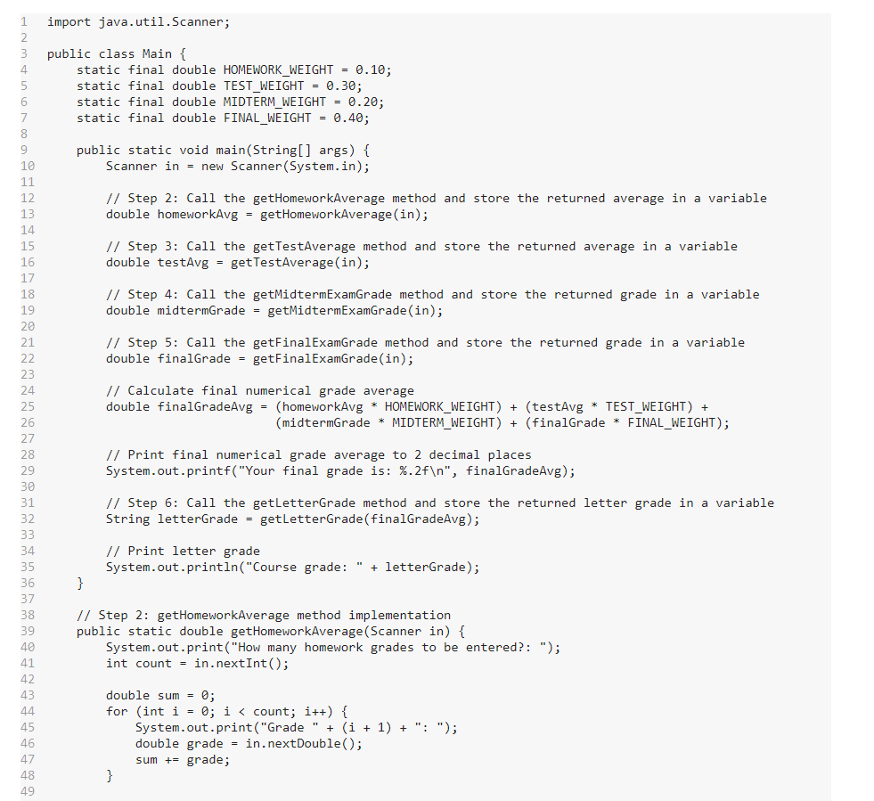 will be required to put in proper Java commenting (10 pts), so