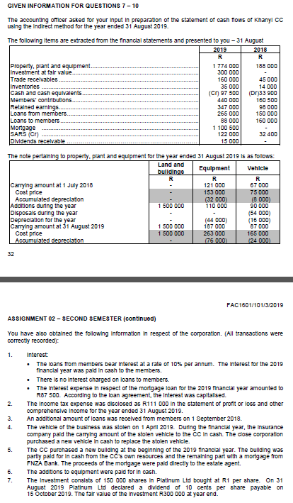 Question 9 Which option represents the correct amount for cash generated