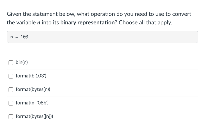  Given the statement below, what operation do you need to use