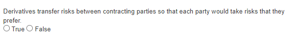 Derivatives transfer risks between contracting parties so that each party would