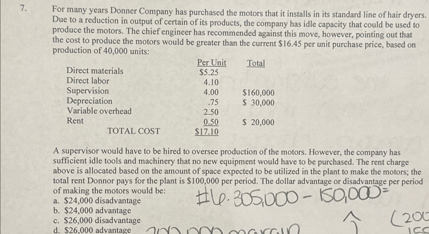  For many years Donner Company has purchased the motors that it