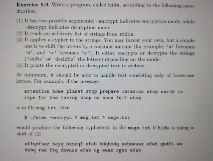  Code in C language please help Exercise 5.9. Write a program,