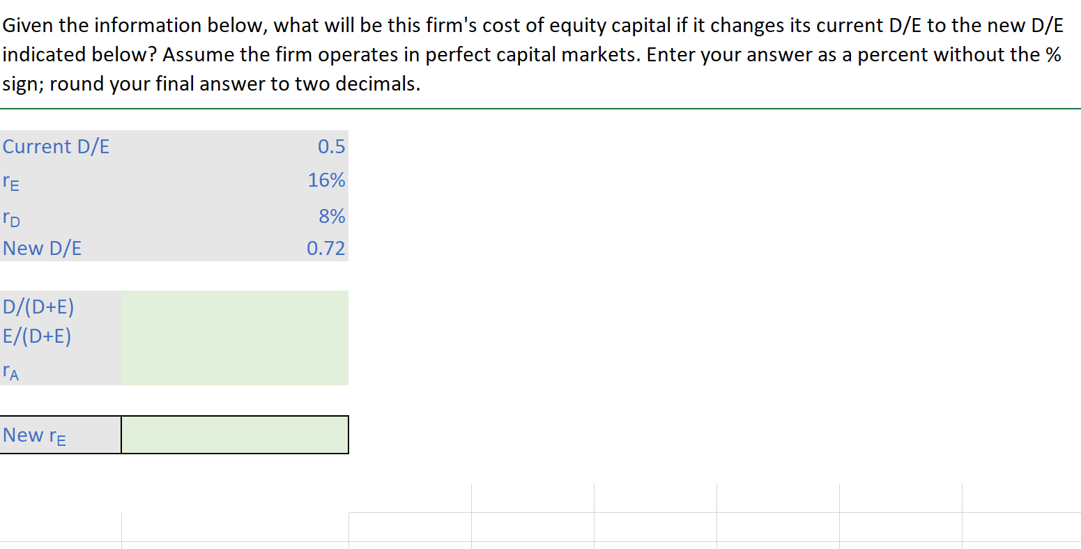 be the cost of capital for this firm's operating assets if it