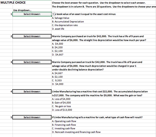  MULTIPLE CHOICE Choose the best answer for each question. Use the