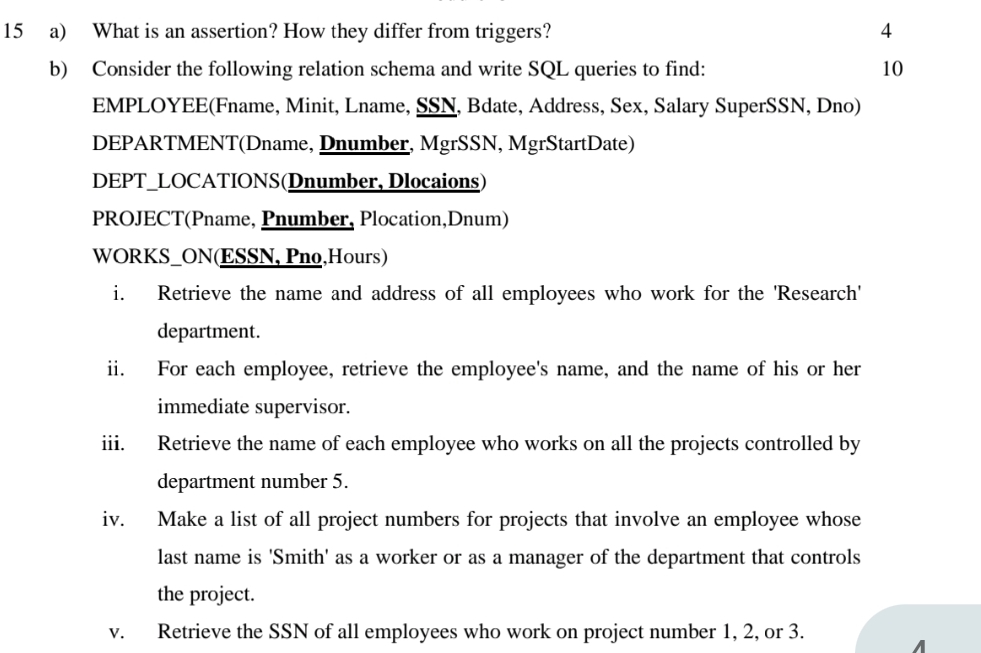  15 a) What is an assertion? How they differ from triggers?
