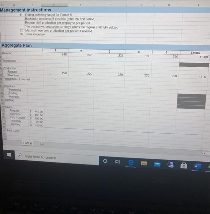  PLEASE HELP!! A Management Instructions 41 Ending inventory target for Porod