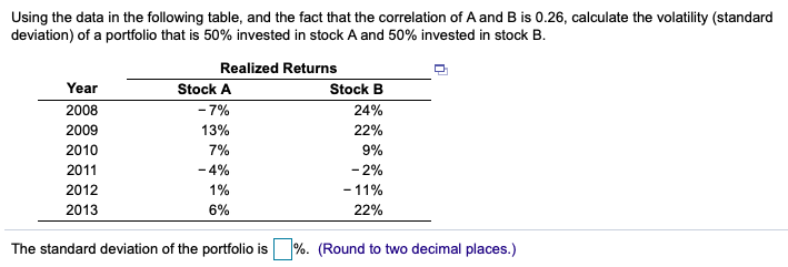  Using the data in the following table, and the fact that