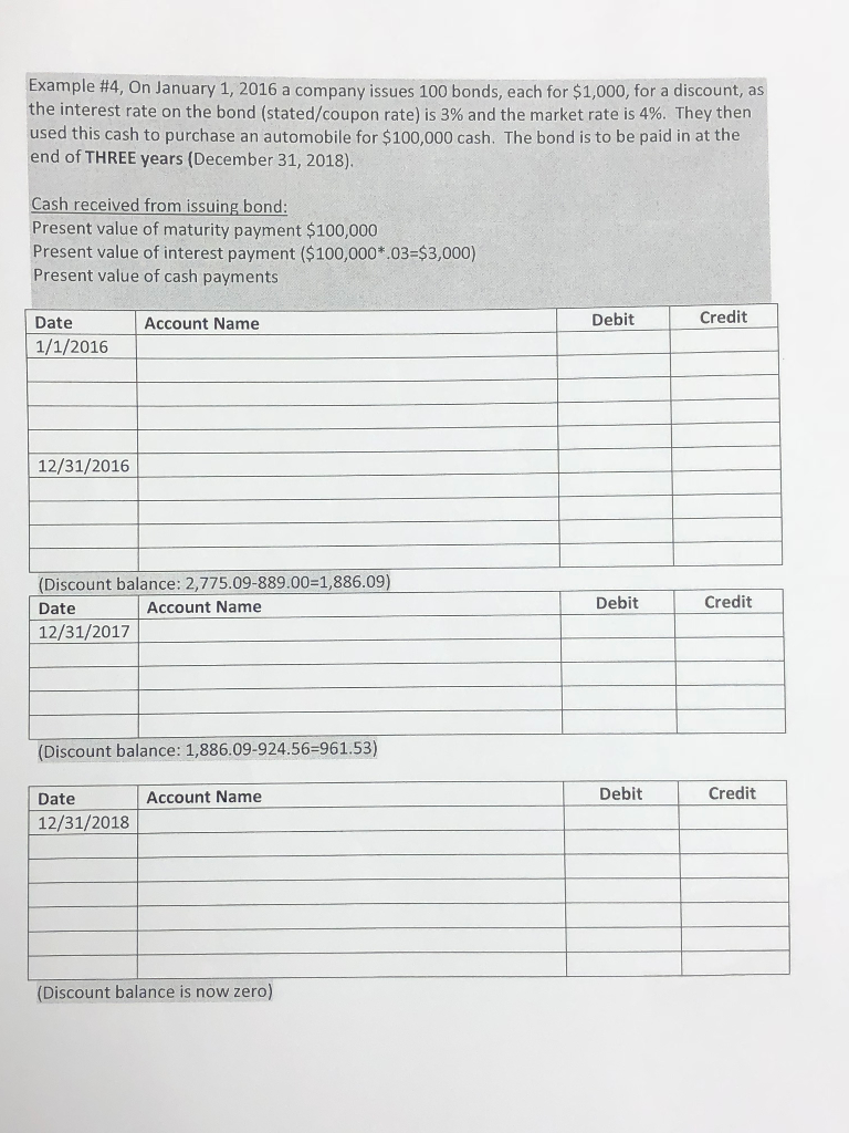 Example #4, On January 1, 2016 a company issues 100 bonds,