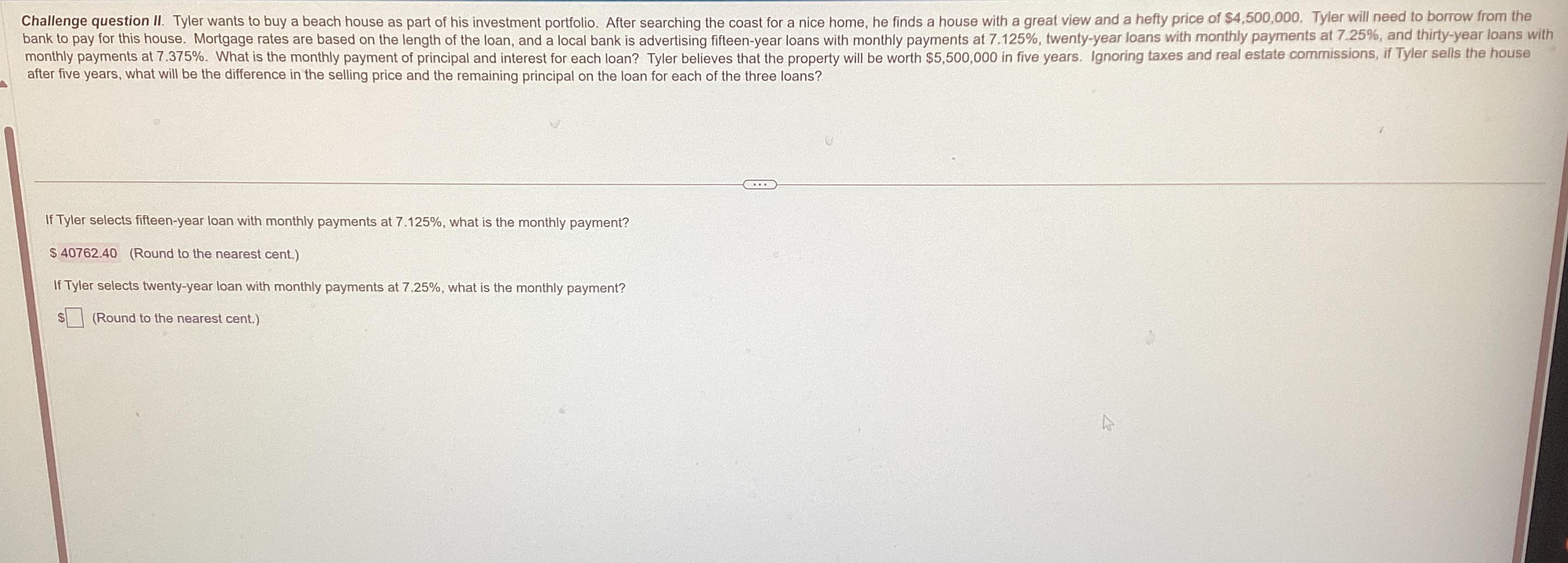  after five years, what will be the difference in the selling