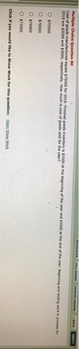  CALCULATOR FULL SCREEN PRINTER VERSION 4 BACK NEXT Multiple Choice Question