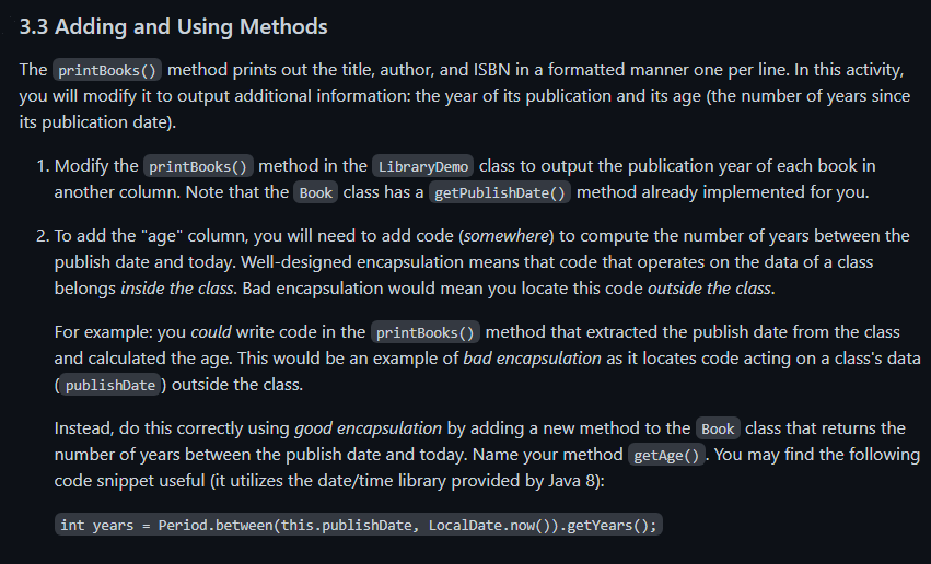 a library collections system. It has several classes already defined to model