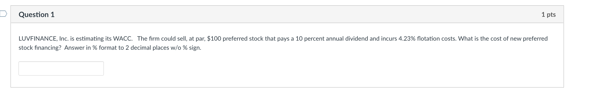 stock financing? Answer in \% format to 2 decimal places w/o