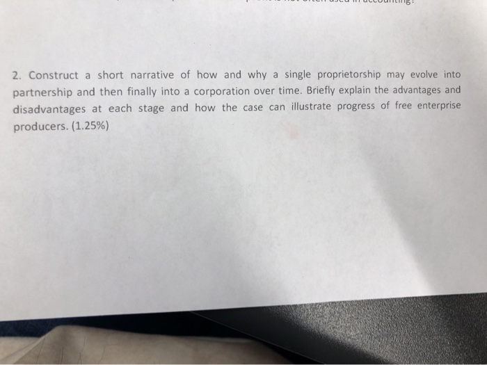  2. Construct a short narrative of how and why a single