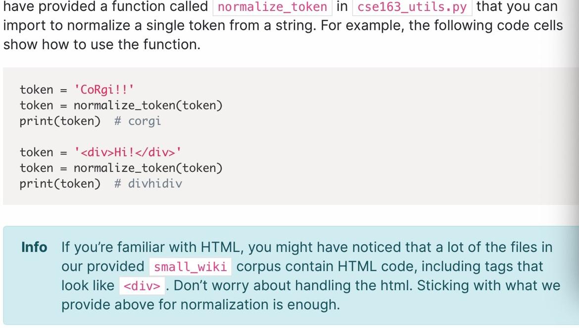 i need complete python code please have provided a function called normalize_token
