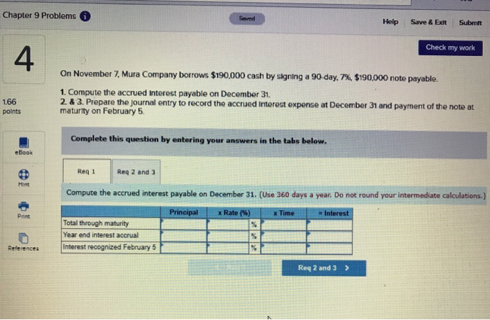  Chapter 9 Problems Saved Help Save & Ext Submit Check my