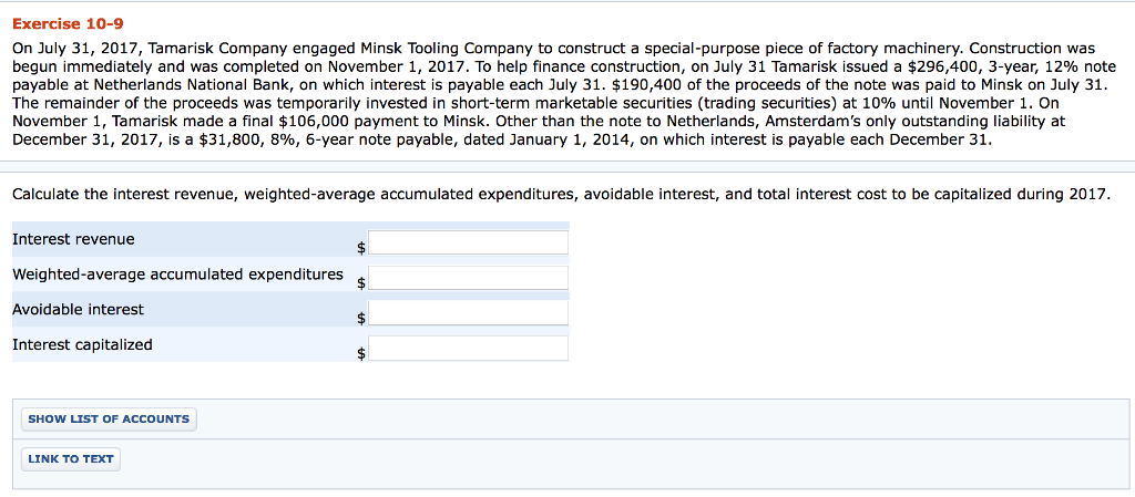 Please show work... Exercise 10-9 On July 31, 2017, Tamarisk Company engaged