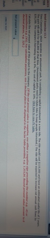 URCES PTER 10 Briel Exercise 13.3 Timo Corporation, which operates an